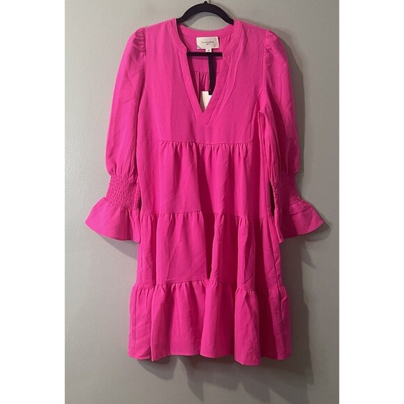 POMANDER PLACE Tuckernuck Crepe Kenzo Dress Size XS Electric Pink NEW Barbie - Picture 1 of 13